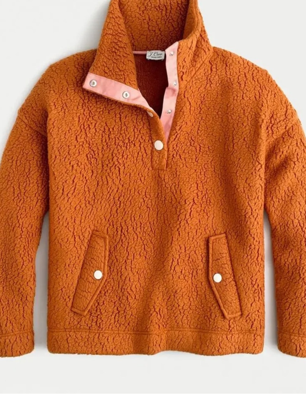 J. Crew Orange Sherpa Snap Pullover Jacket medium